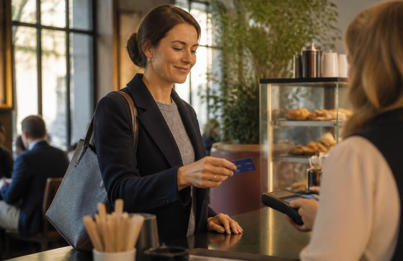 Bellhaven customer making a secure card payment at a cafe